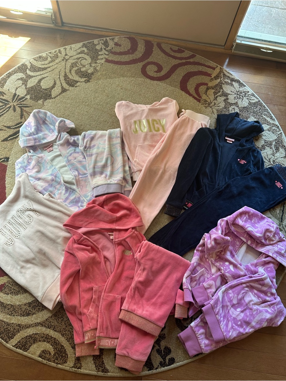 Juicy Couture Girls Mixed Velour Hoodie Lot - Pink, Lavender, Navy - size 7